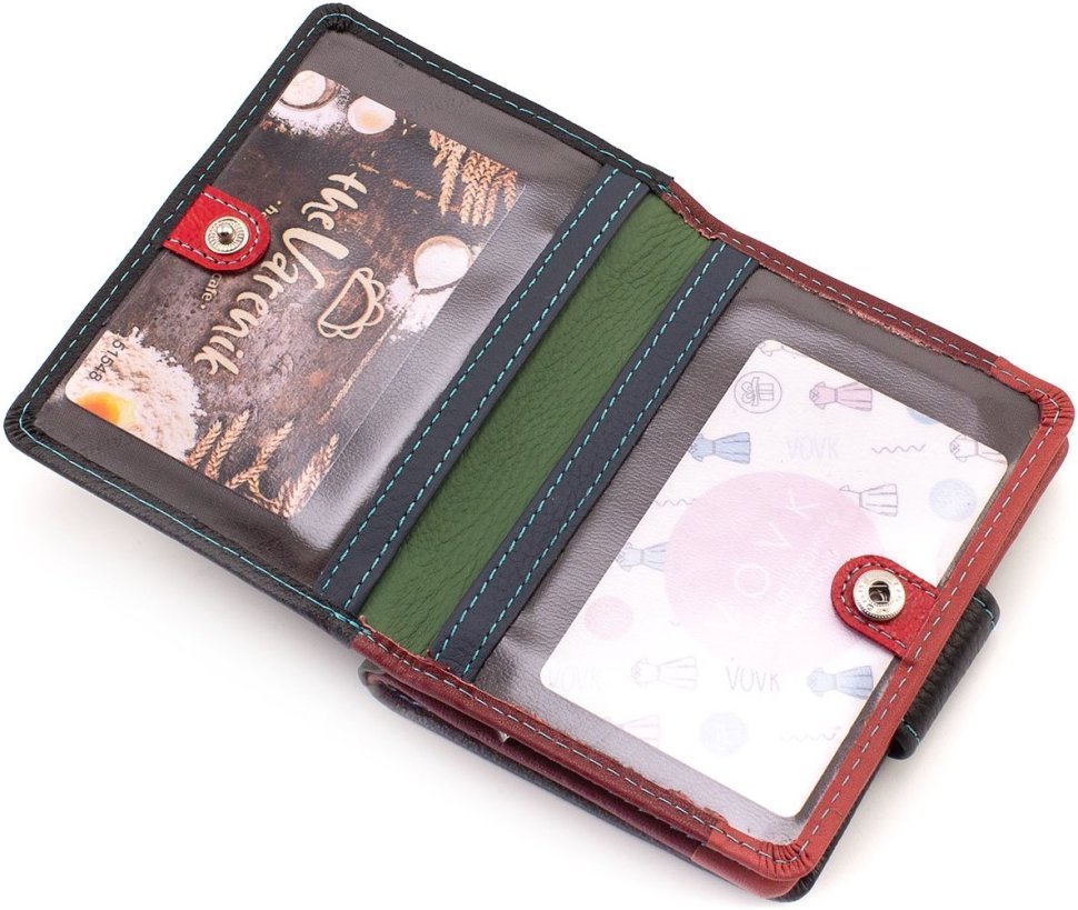 Чорний жіночий гаманець із натуральної шкіри зі зручностями під документи ST Leather 1767313