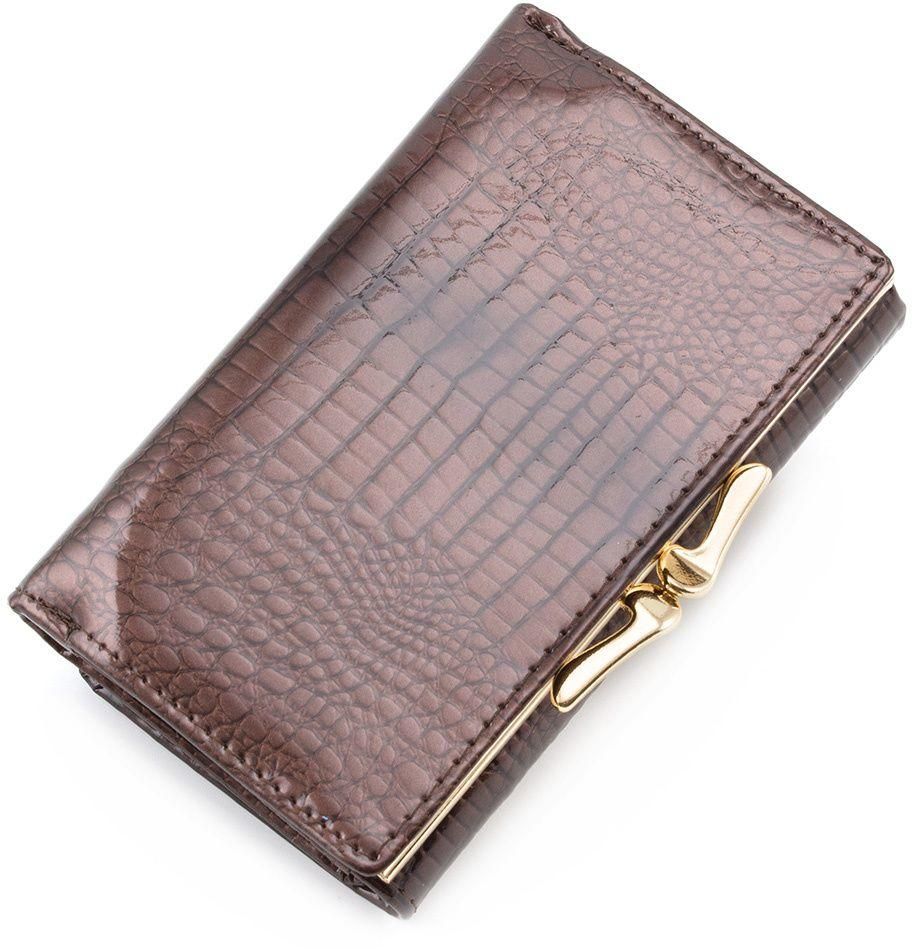 Коричневый маленький кошелек в лаке ST Leather (16295)