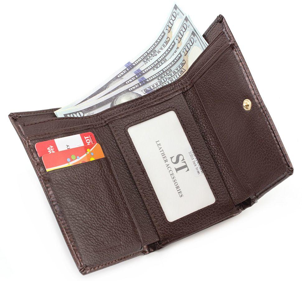 Коричневий маленький гаманець в лаку ST Leather (16295)