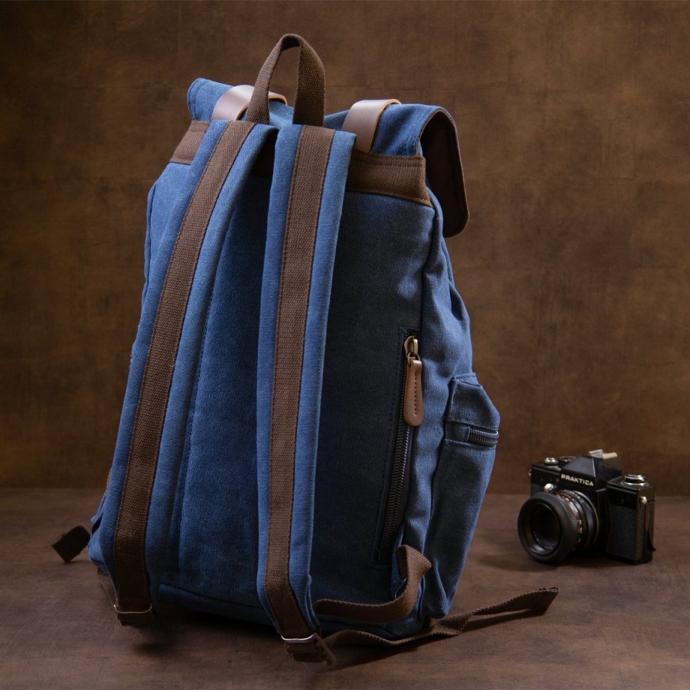 Синій туристичний текстильний рюкзак з відділом під ноутбук Vintage (20609)