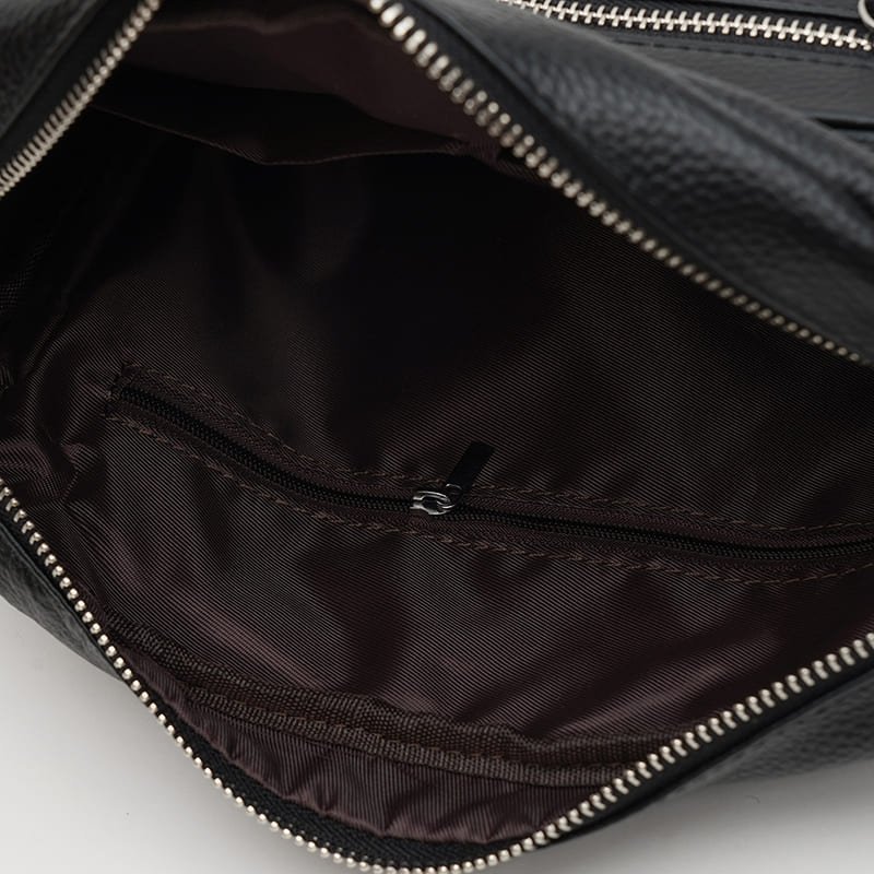 Чоловіча сумка на плече маленького розміру із чорної шкіри Keizer (22074)