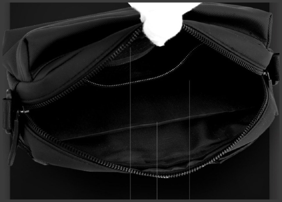 Текстильная небольшая мужская сумка-бананка черного цвета Confident 77413