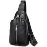 Мужская сумка-слинг из фактурной кожи черного цвета на два отделения Tiding Bag 77513 - 4