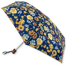 Женский мини зонт Fulton L501 Tiny-2 Bumble Bee Floral (механика, складная, синего цвета с принтом цветов и шмелей) 108013