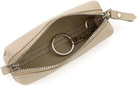 Бежевая длинная ключница из натуральной кожи на змейке Grande Pelle (19310)