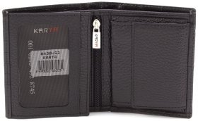 Черное портмоне двойного сложения из натуральной кожи высокого качества KARYA (12357)