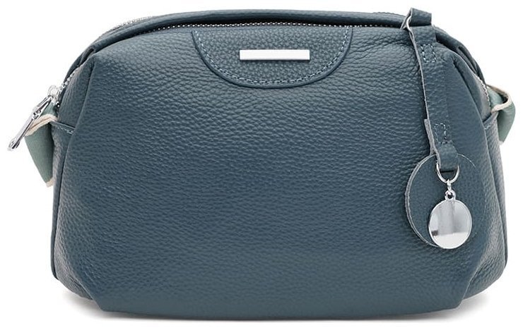 Городская женская сумка из фактурной кожи на 2 отделения через плечо Borsa Leather 98413 синего цвета фото №1 Городская женская сумка из фактурной кожи на 2 отделения через плечо Borsa Leather 98413 синего цвета modnotak фото №1