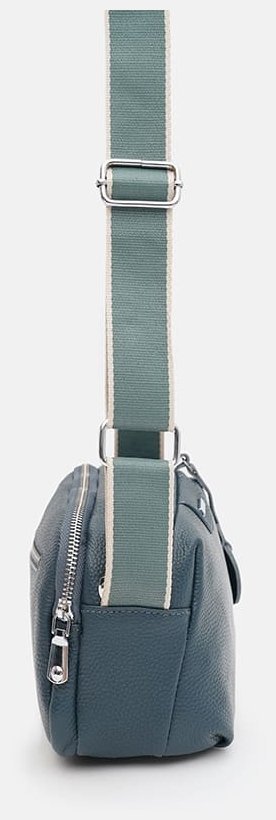 Городская женская сумка из фактурной кожи на 2 отделения через плечо Borsa Leather 98413 синего цвета фото №4 Городская женская сумка из фактурной кожи на 2 отделения через плечо Borsa Leather 98413 синего цвета modnotak фото №4