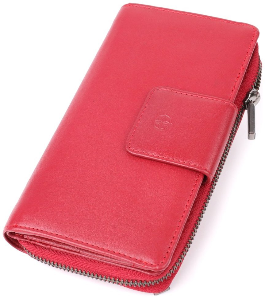 Женский кошелек из гладкой кожи на 2 вместительных отделения Tony Perotti красного цвета 108513 modnotak фото №1