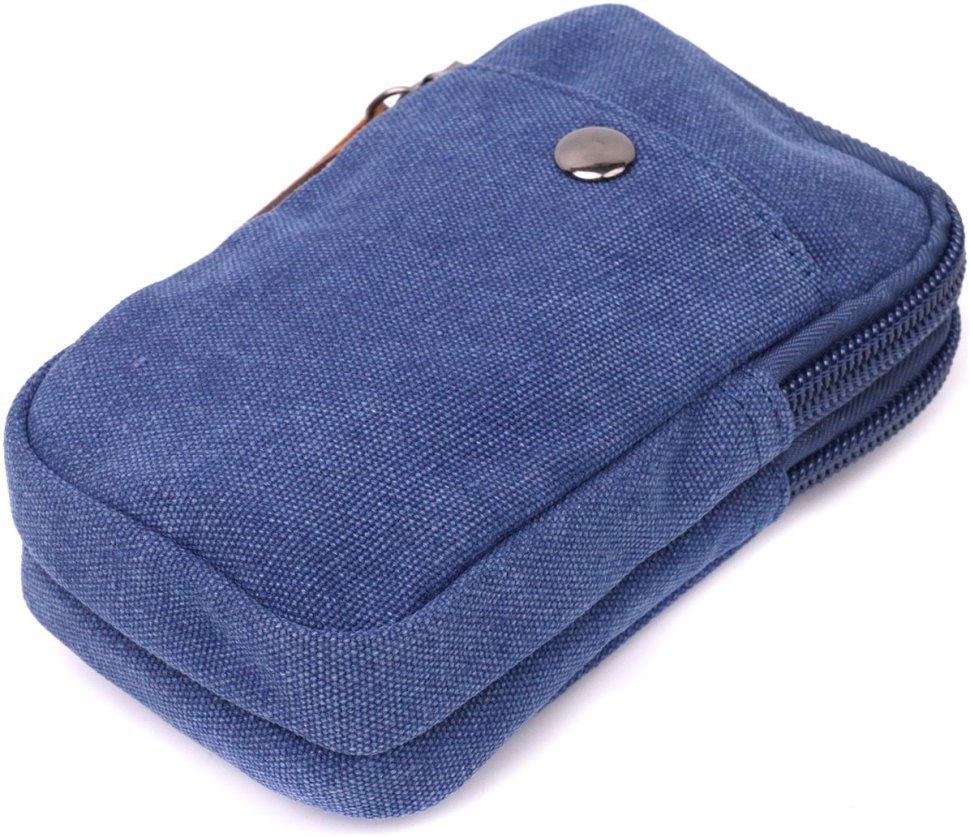 Маленькая мужская сумка-чехол на пояс из синего текстиля Vintage 2422226