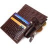 Коричневий чоловічий гаманець із натуральної фактурної шкіри на кнопці CANPELLINI (2421503) - 5