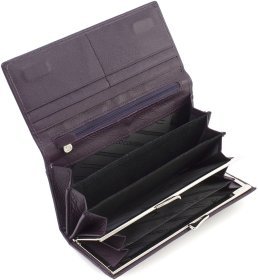 Фіолетовий довгий жіночий гаманець із натуральної шкіри на магнітах Marco Coverna 68613