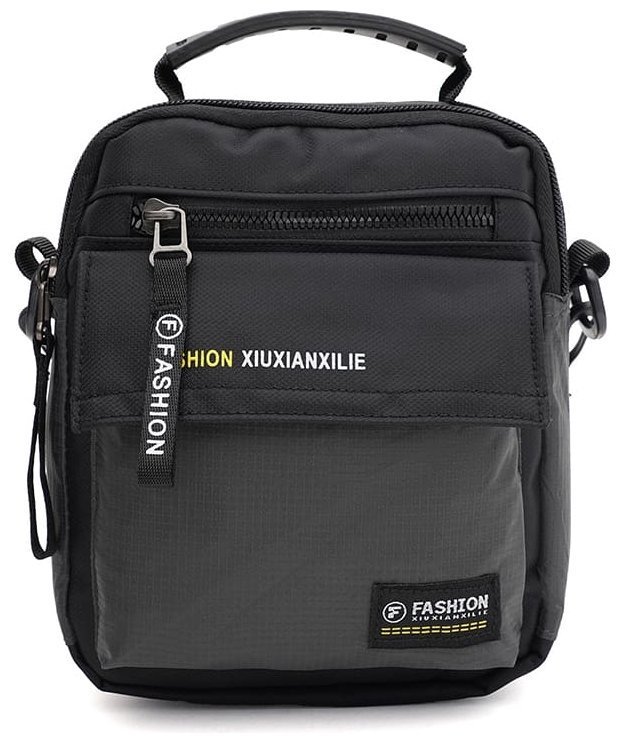 Вместительная мужская сумка из прочного текстиля серого цвета Monsen 88713 modnotak фото №1