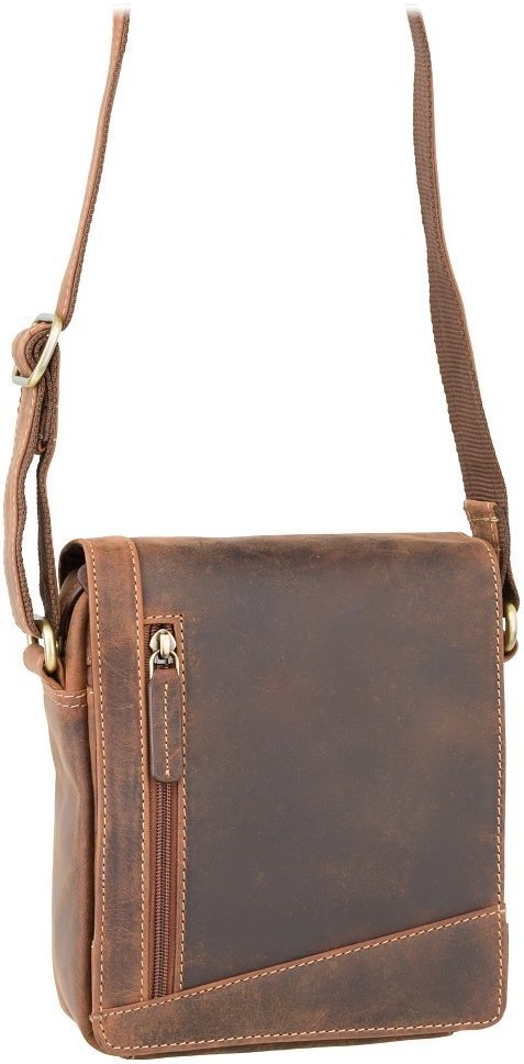 Вінтажна чоловіча сумка через плече з натуральної шкіри світло-коричневого кольору Visconti Messenger Bag 69113
