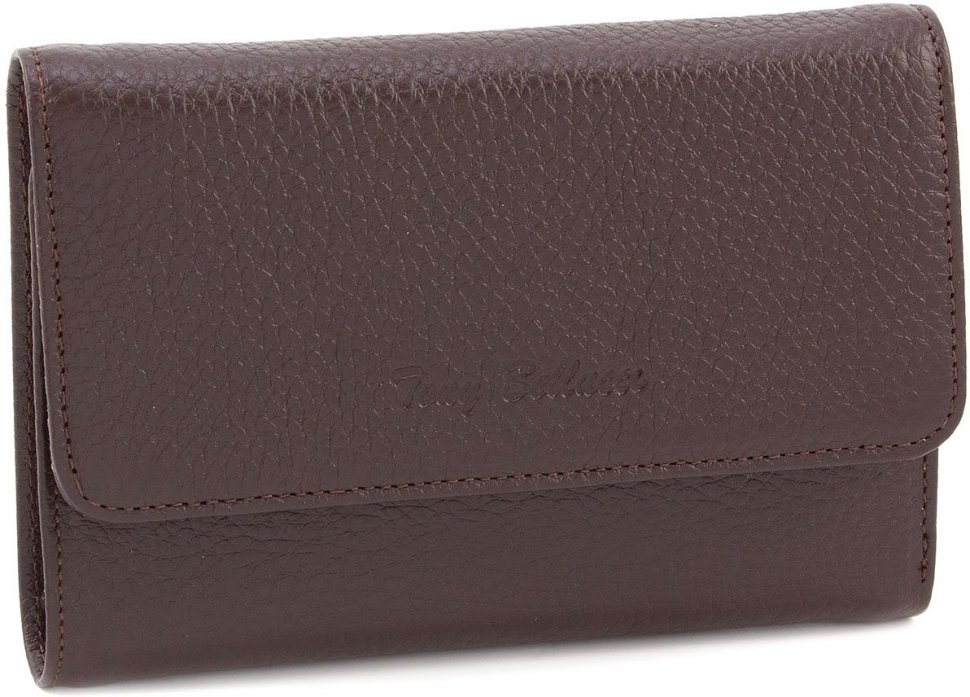 Жіночий темно-коричневий гаманець зі шкіри з вираженою зернистістю Tony Bellucci (10845)
