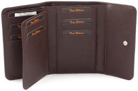 Жіночий темно-коричневий гаманець зі шкіри з вираженою зернистістю Tony Bellucci (10845)