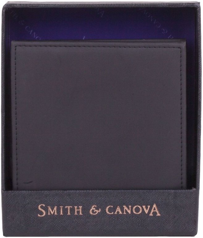Чорне вертикальне чоловіче портмоне з натуральної шкіри під купюри та картки Smith&Canova Romano 69713