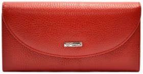 Місткий жіночий гаманець із натуральної фактурної шкіри червоного кольору Desisan 79813