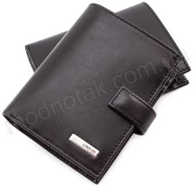 Мужское черное портмоне из гладкой кожи KARYA (0912-1)