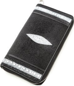 Жіночий гаманець-клатч з чорної шкіри морського ската STINGRAY LEATHER (024-18520)