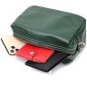 Жіноча сумочка з натуральної зернистої шкіри зеленого кольору з ремінцем Vintage 2422277 - 5
