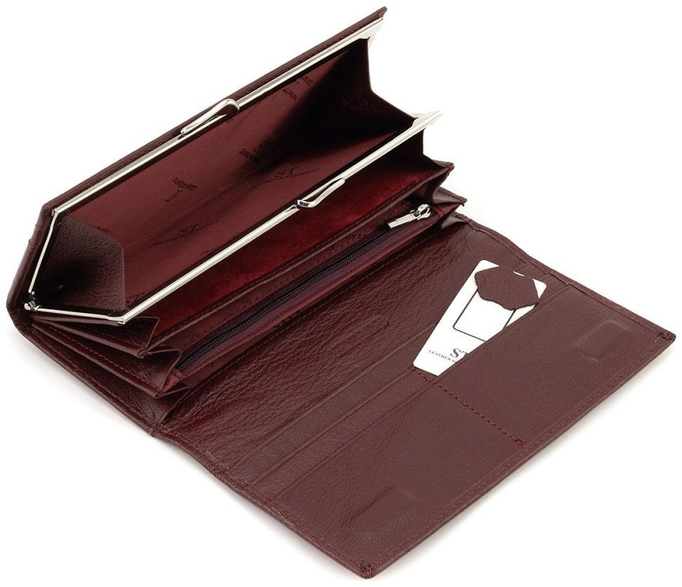 Женский кожаный кошелек в цвете марсала на магнитах и большой монетницей ST Leather 90814 фото №9 Женский кожаный кошелек в цвете марсала на магнитах и большой монетницей ST Leather 90814 modnotak фото №9