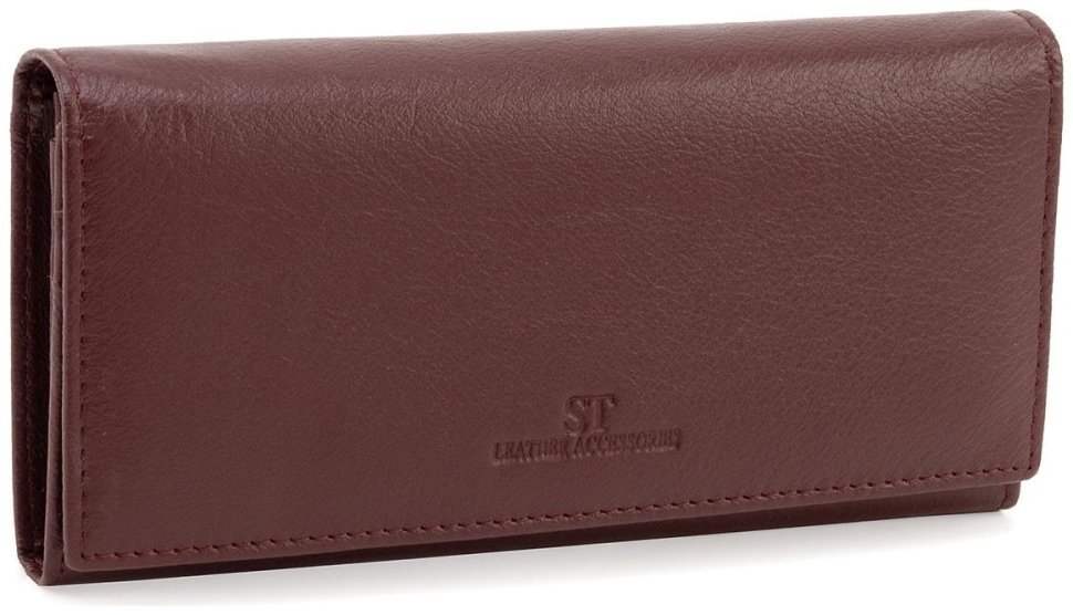 Женский кожаный кошелек в цвете марсала на магнитах и большой монетницей ST Leather 90814 фото №1 Женский кожаный кошелек в цвете марсала на магнитах и большой монетницей ST Leather 90814 modnotak фото №1