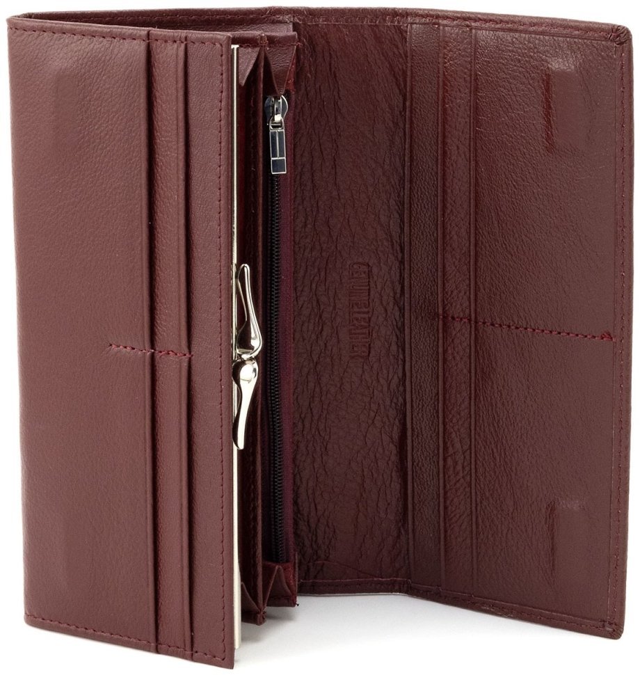 Женский кожаный кошелек в цвете марсала на магнитах и большой монетницей ST Leather 90814 фото №2 Женский кожаный кошелек в цвете марсала на магнитах и большой монетницей ST Leather 90814 modnotak фото №2