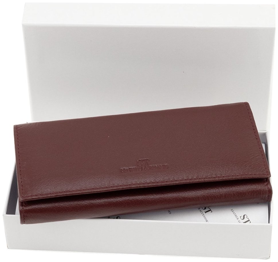 Женский кожаный кошелек в цвете марсала на магнитах и большой монетницей ST Leather 90814 фото №12 Женский кожаный кошелек в цвете марсала на магнитах и большой монетницей ST Leather 90814 modnotak фото №12