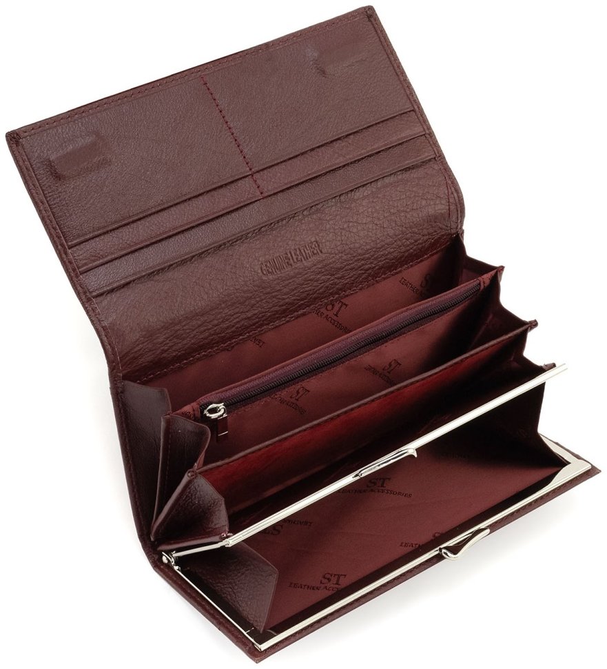 Женский кожаный кошелек в цвете марсала на магнитах и большой монетницей ST Leather 90814 фото №6 Женский кожаный кошелек в цвете марсала на магнитах и большой монетницей ST Leather 90814 modnotak фото №6