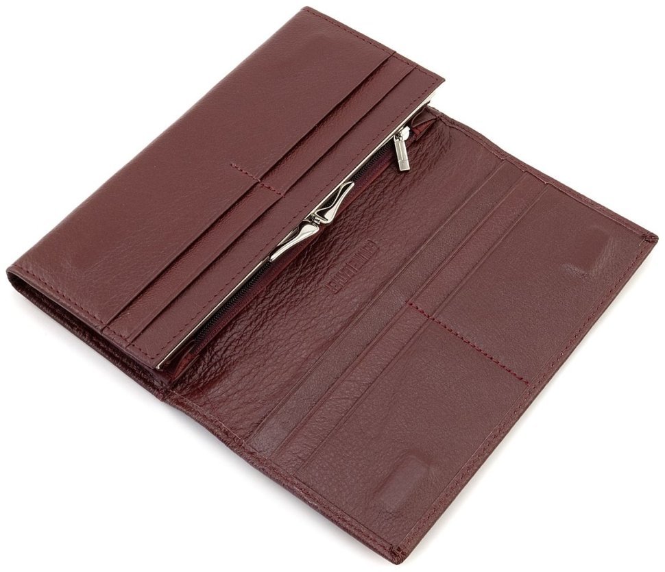 Женский кожаный кошелек в цвете марсала на магнитах и большой монетницей ST Leather 90814 фото №7 Женский кожаный кошелек в цвете марсала на магнитах и большой монетницей ST Leather 90814 modnotak фото №7