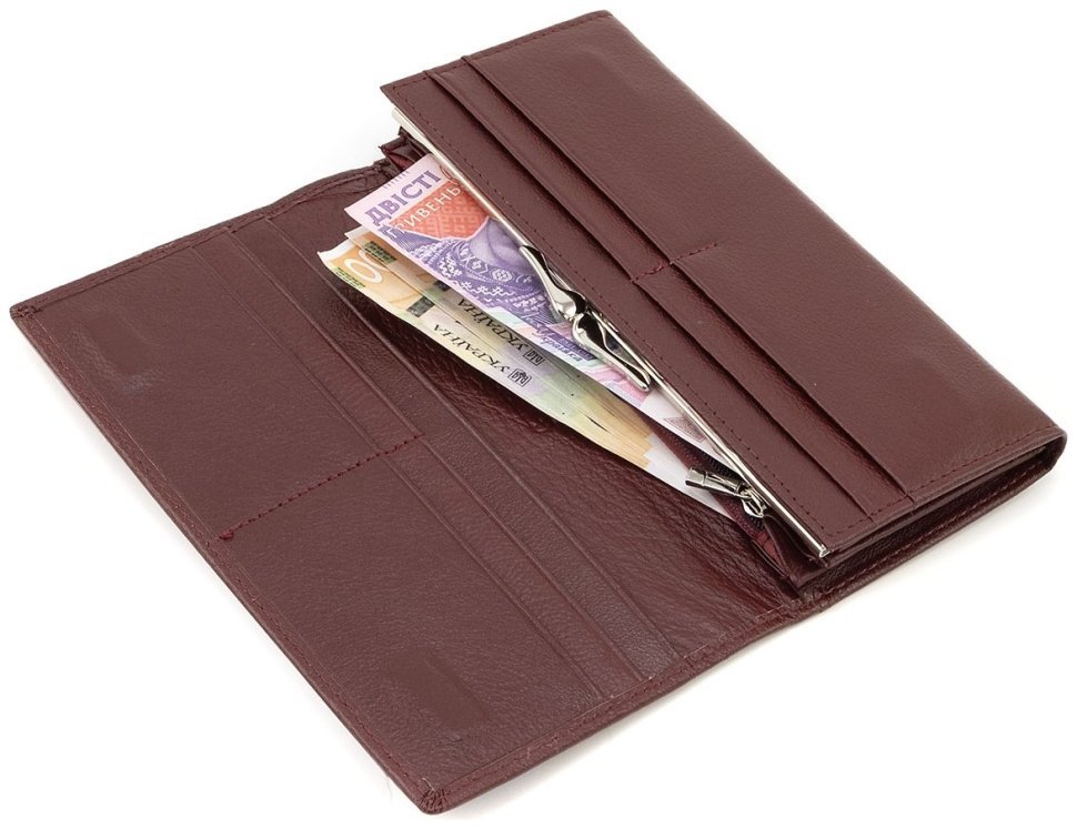 Женский кожаный кошелек в цвете марсала на магнитах и большой монетницей ST Leather 90814 фото №11 Женский кожаный кошелек в цвете марсала на магнитах и большой монетницей ST Leather 90814 modnotak фото №11