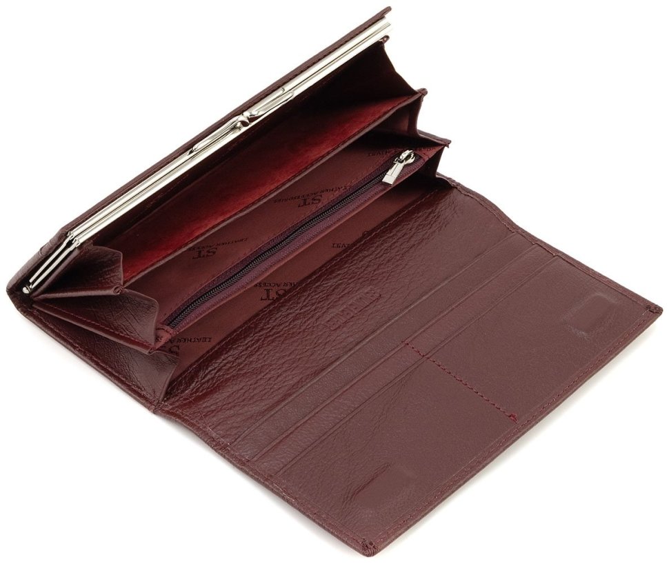 Женский кожаный кошелек в цвете марсала на магнитах и большой монетницей ST Leather 90814 фото №8 Женский кожаный кошелек в цвете марсала на магнитах и большой монетницей ST Leather 90814 modnotak фото №8