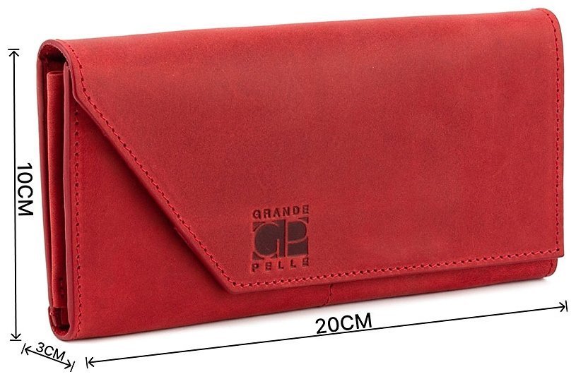 Красный матовый купюрник ручной работы Grande Pelle (13088) modnotak фото №3