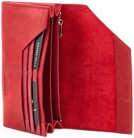 Красный матовый купюрник ручной работы Grande Pelle (13088)
