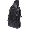 Молодежная кожаная мужская сумка-слинг через плечо в черном цвете Vintage (20671) - 1