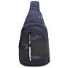 Синий мужской рюкзак-слинг из текстиля с принтом Monsen 71614 - 1