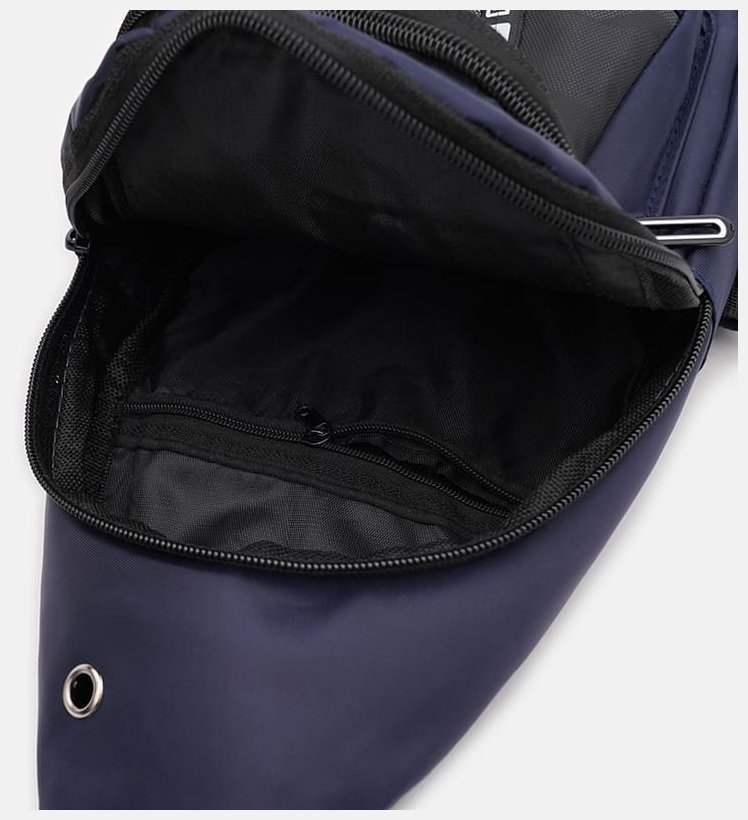 Синій чоловічий рюкзак-слінг із текстилю з принтом Monsen 71614