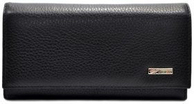 Женский многофункциональный кошелек из натуральной кожи черного цвета с клапаном Desisan 81614