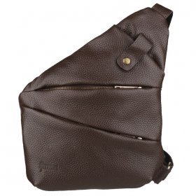 Темно-коричнева чоловіча сумка-слінг з м'якої шкіри флотар TARWA (19673)
