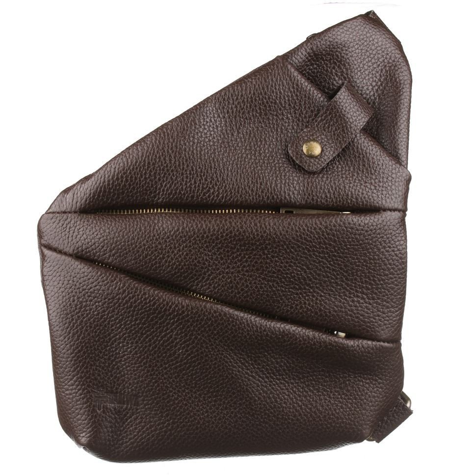 Темно-коричневая мужская сумка-слинг из мягкой кожи флотар TARWA (19673)