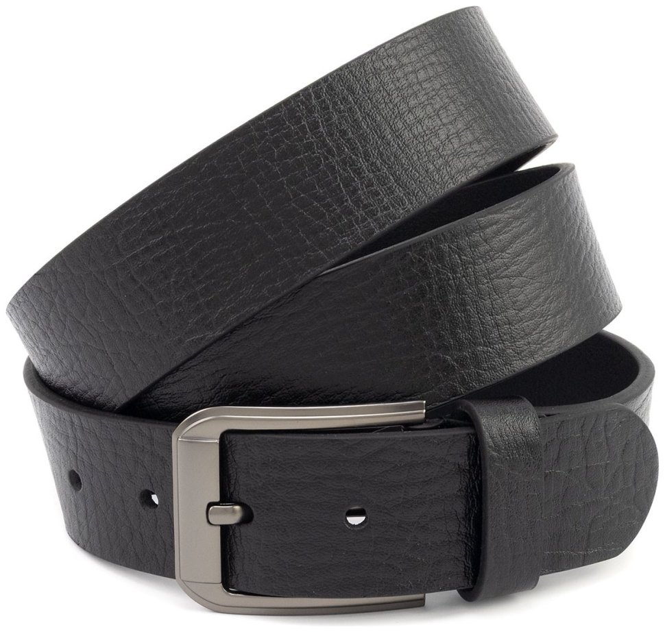 Широкий черный фактурный мужской ремень батал длиной до 140 см Gherardini 45064 (натуральная итальянская кожа) modnotak фото №1