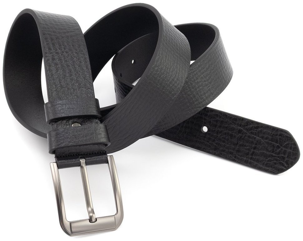 Широкий черный фактурный мужской ремень батал длиной до 140 см Gherardini 45064 (натуральная итальянская кожа) modnotak фото №4