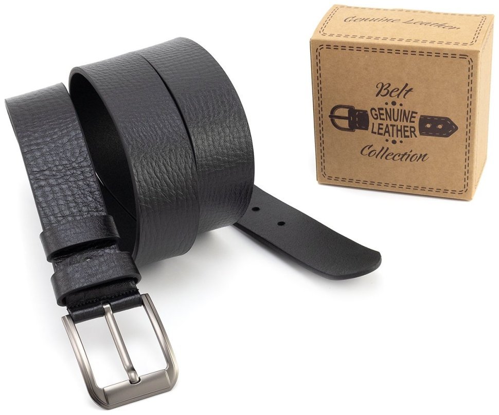Широкий черный фактурный мужской ремень батал длиной до 140 см Gherardini 45064 (натуральная итальянская кожа) modnotak фото №5
