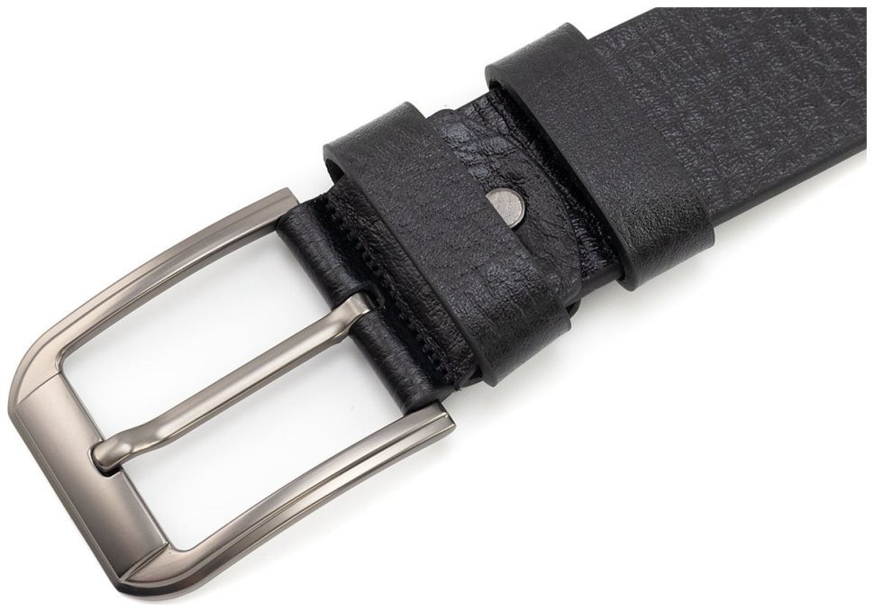 Широкий черный фактурный мужской ремень батал длиной до 140 см Gherardini 45064 (натуральная итальянская кожа) modnotak фото №2