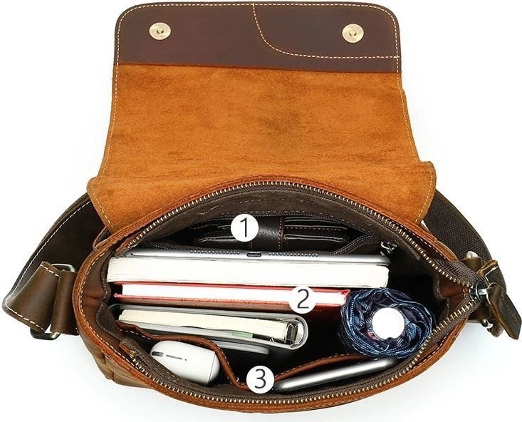 Винтажная мужская сумка планшет среднего размера с клапаном VINTAGE STYLE (14804)