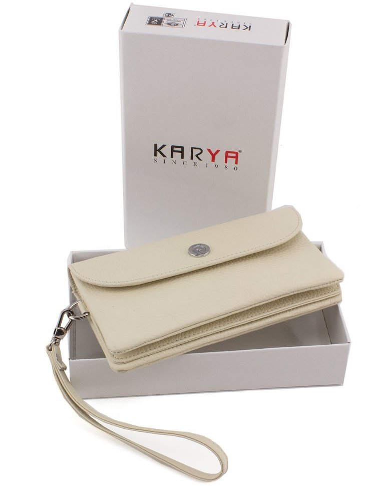 Світлий гаманець-клатч з натуральної фактурної шкіри KARYA (1121-247)