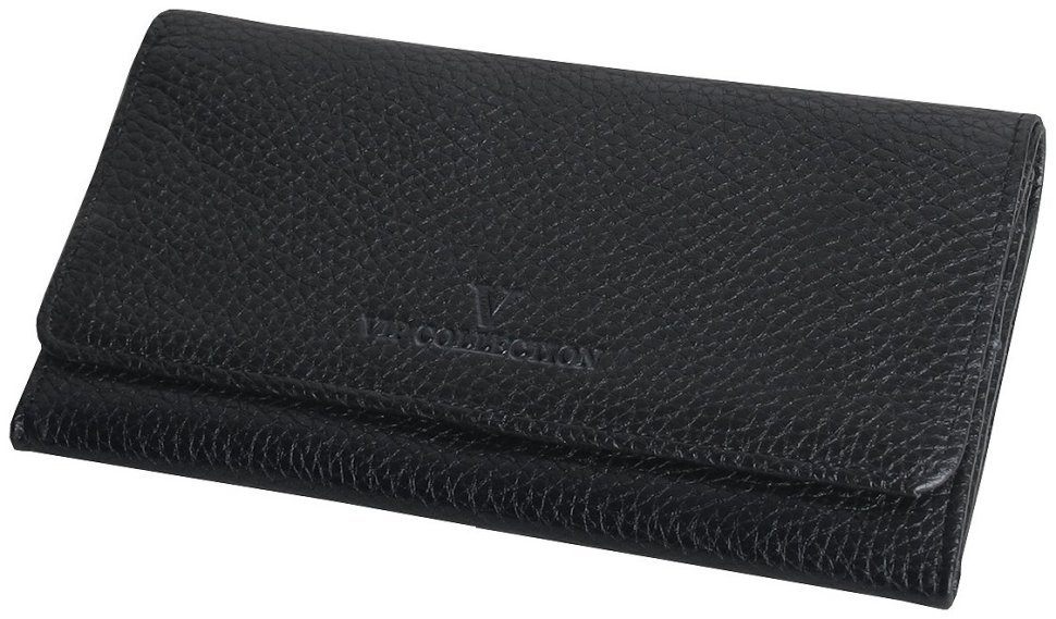 Жіночий гаманець на кнопці чорного кольору Vip Collection 102614 (шкіра флотар) modnotak фото №1