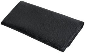 Женский кошелек на кнопке черного цвета Vip Collection 102614 (кожа флотар)