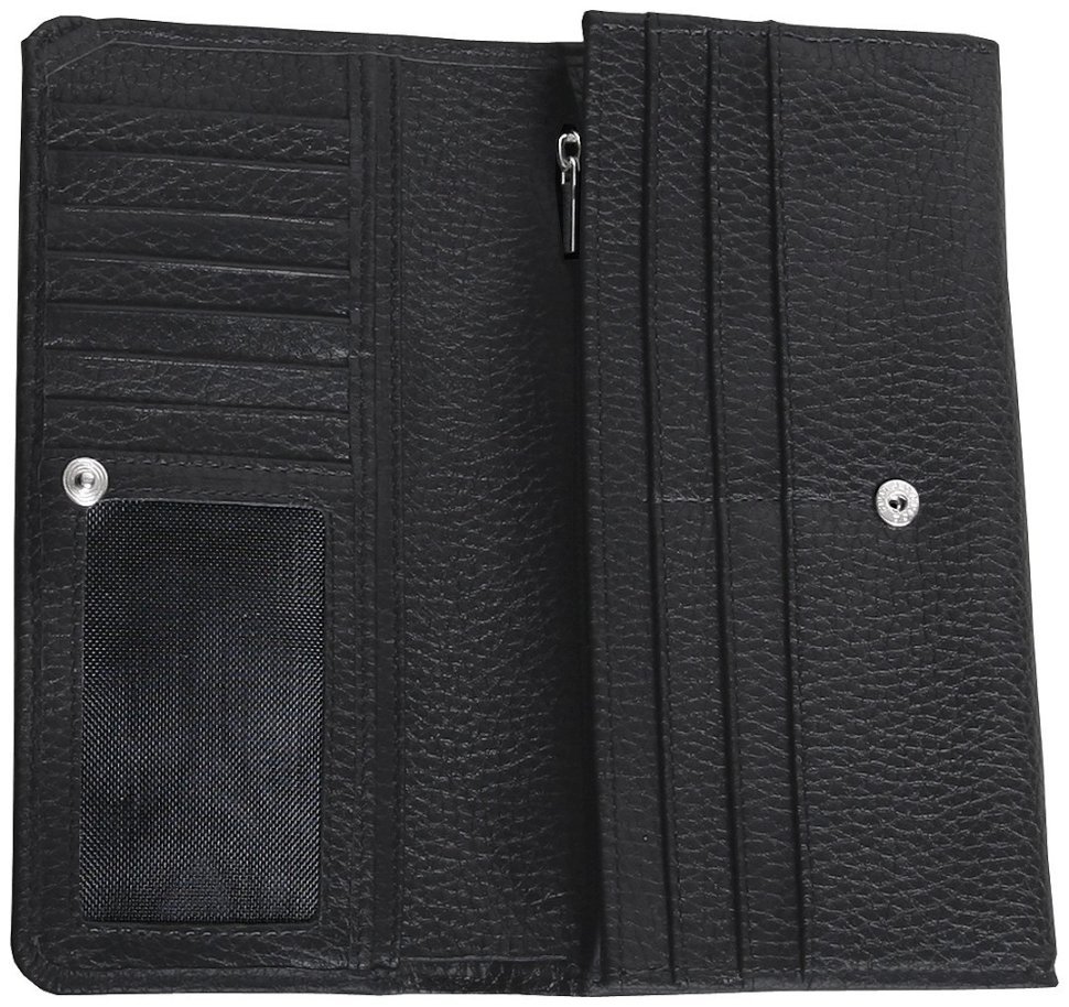 Жіночий гаманець на кнопці чорного кольору Vip Collection 102614 (шкіра флотар) modnotak фото №3